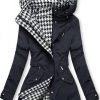 Light parka with hood blue / houndstooth pattern