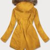 Teddy bear yellow ladies winter parka coat