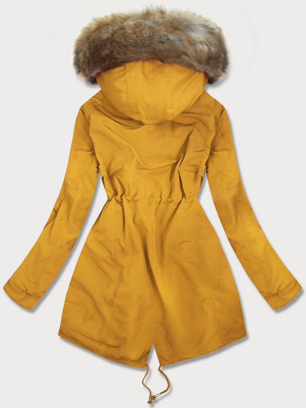 Teddy bear yellow ladies winter parka coat