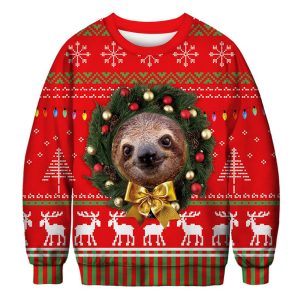 Unisex 3D Animal Sloth Print Christmas Sweatshirt / [blueesa] /