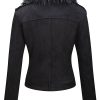 Ladies PU autumn and winter short leather jacket with detachable faux fur collar and zipper