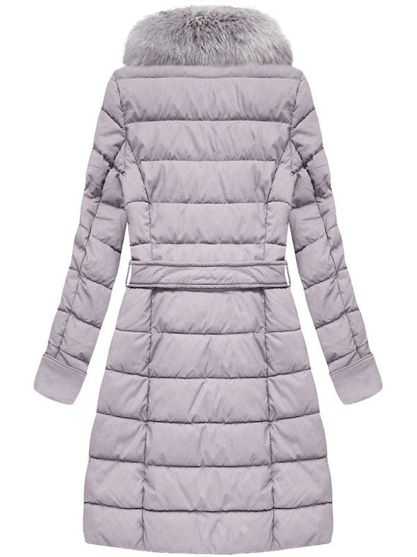 Ladies eco-leather coat with fur heater