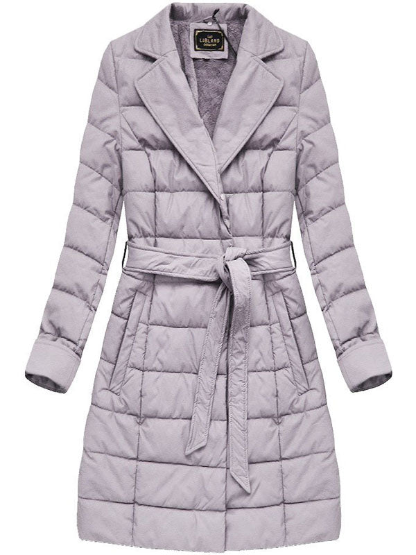Ladies eco-leather coat with fur heater