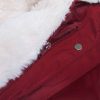 Lining red women's winter parka coat