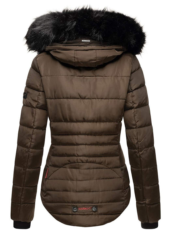 Ladies winter warm jacket, stitched jacket, lined with artificial fur
