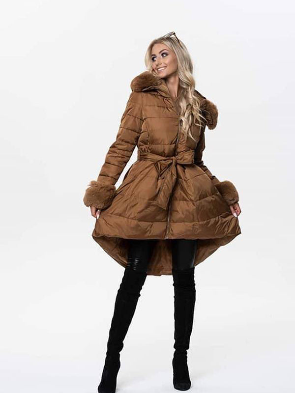 Ladies fleece winter jacket brown