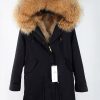 Black and tan parka coat with real lining