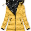 Yellow/black quilted jacket, can be worn on both sides
