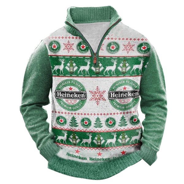 Busch Classic Ugly Christmas 1/4 Zip Stand Collar Sweatshirt / [blueesa] /
