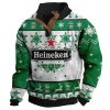 Men's Ugly Christmas Sweatshirt Heineken Beer Buttons Daily Tops / [blueesa] /