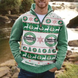 Busch Classic Ugly Christmas 1/4 Zip Stand Collar Sweatshirt / [blueesa] /