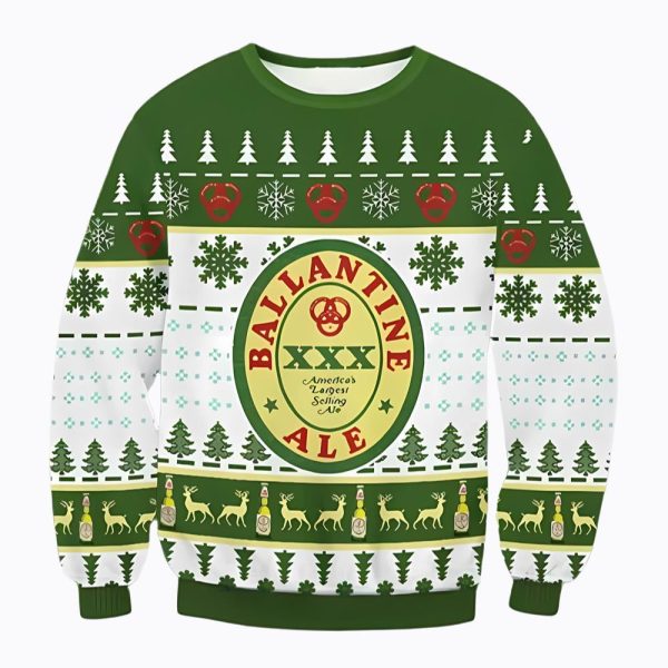 Men's Ballantine Ale Beer 3D Print Ugly Christmas Sweatshirt / [blueesa] /