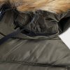 Khaki Quilted Ladies Hooded Jacket