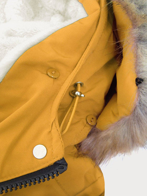 Teddy bear yellow ladies winter parka coat