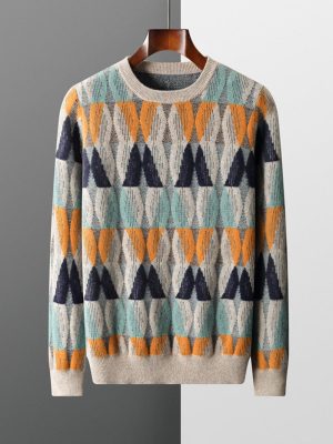 Knitted jacquard retro cashmere sweater