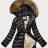Black shiny winter jacket
