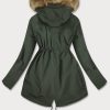 Ladies winter khaki parka coat