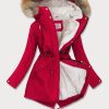 Teddy bear red ladies winter parka coat