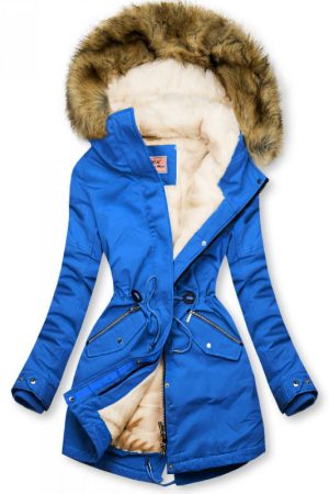 Winter faux fur coat jacket // blue