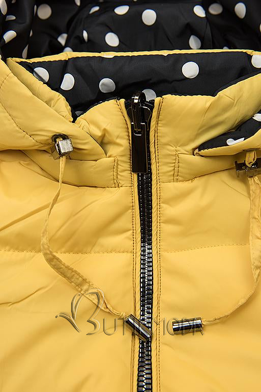 Yellow/black quilted jacket, can be worn on both sides