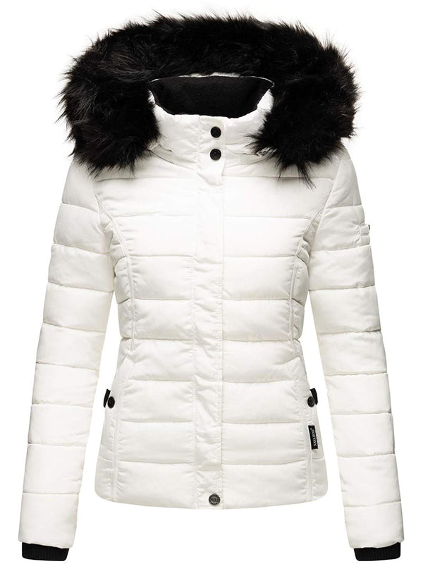 Ladies winter jacket with detachable fur collar