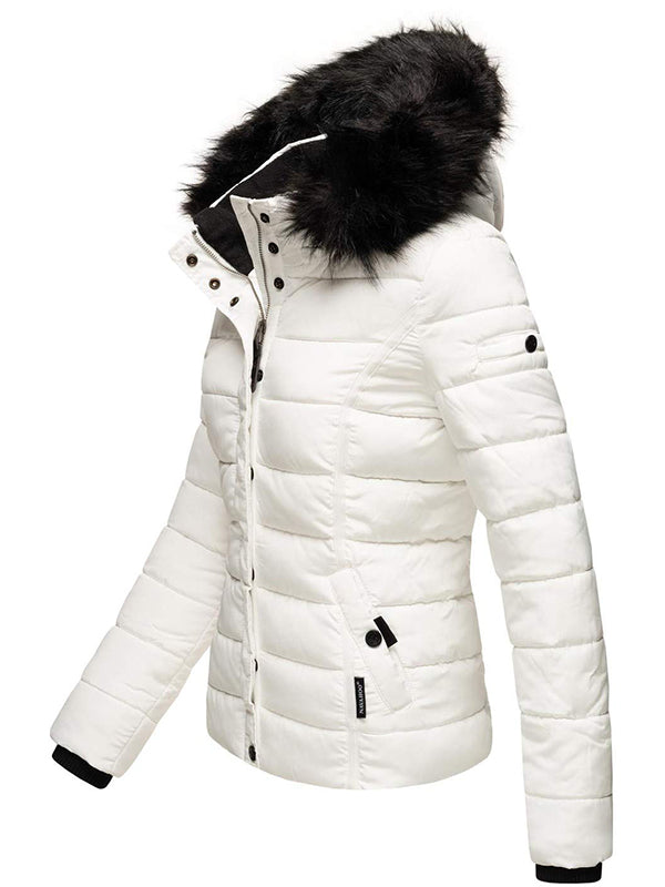 Ladies winter jacket with detachable fur collar