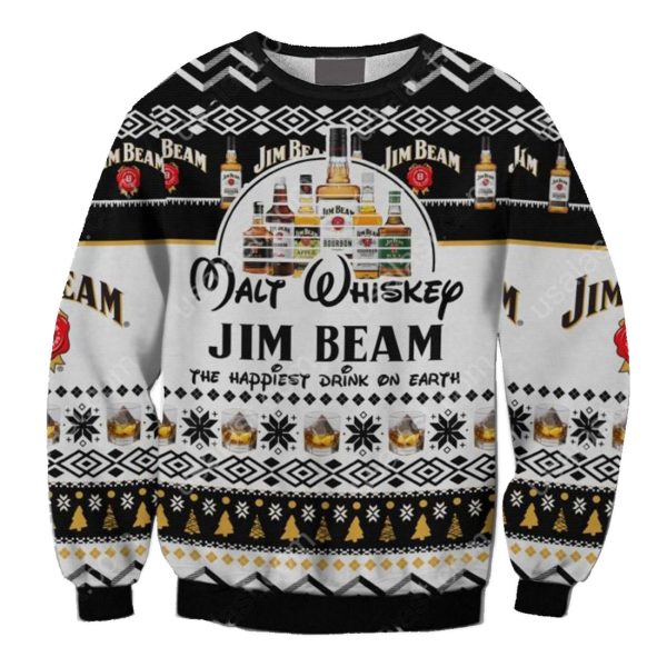 Unisex HOT TRENDING Jim Beam The Happiest Drink 3D Christmas Sweatshirt / [blueesa] /