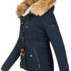 Warm ladies designer winter jacket with hood and teddy fur