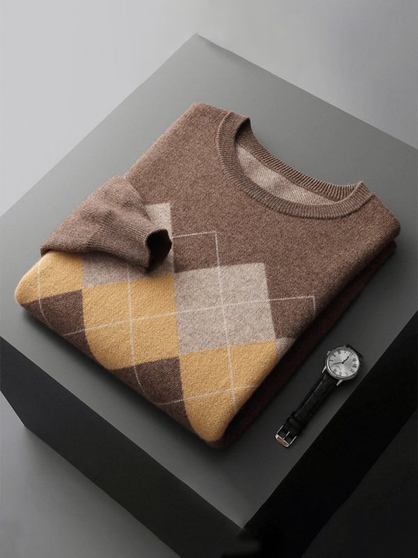 Men's autumn and winter color matching casual sweater