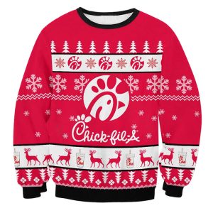 Chick-fil-a Ugly Fleece Christmas Sweatshirt / [blueesa] /