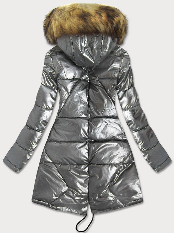 Ladies reversible winter jacket black silver
