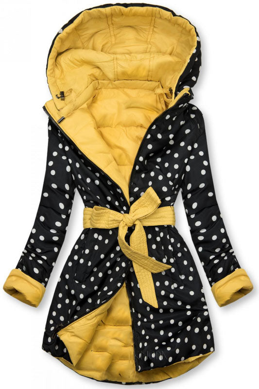 Yellow/black quilted jacket, can be worn on both sides