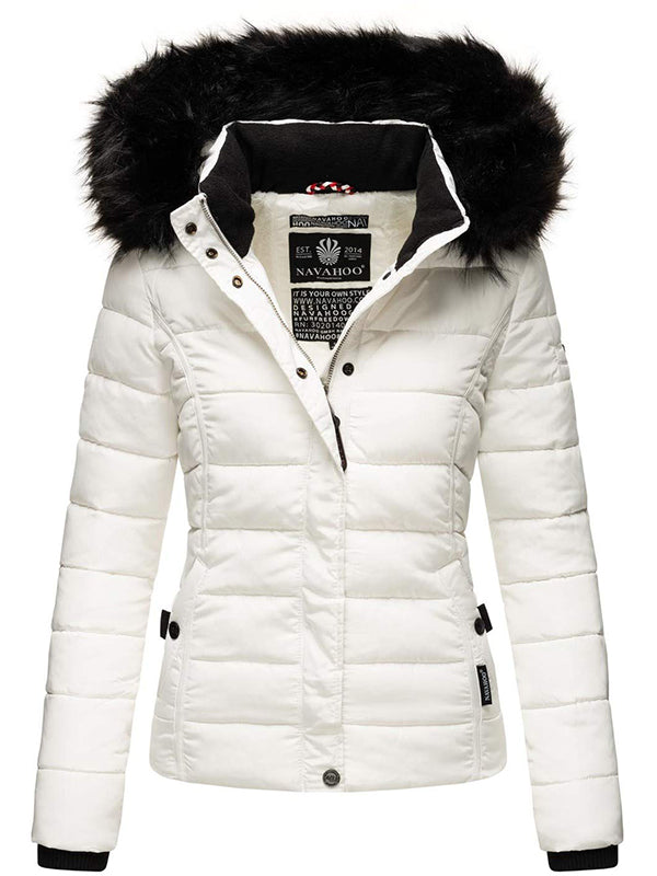 Ladies winter jacket with detachable fur collar