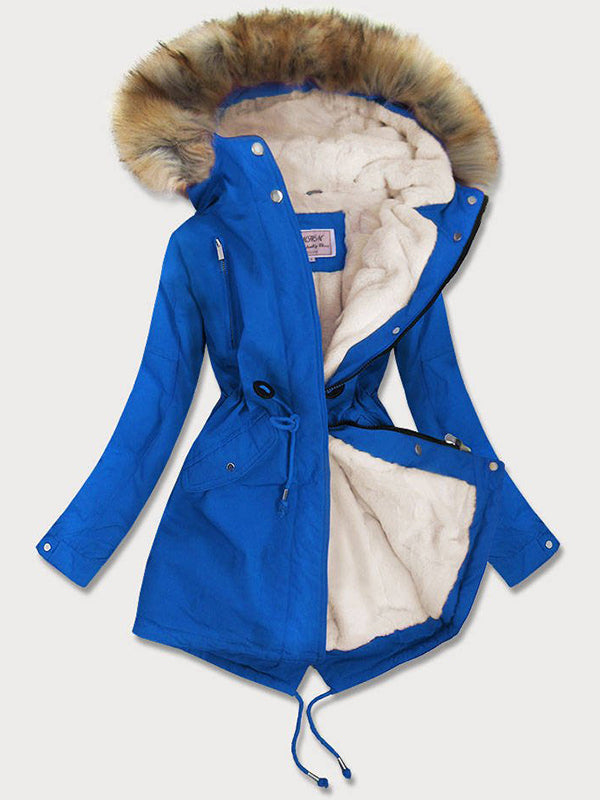 Teddy bear blue ladies winter parka coat