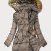 Brown stitched ladies winter jacket