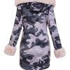 Women's winter fur coat camouflage with natural fur