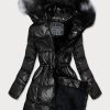 Metallic ladies winter jacket black