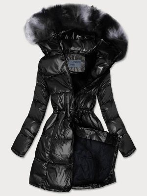 Metallic ladies winter jacket black