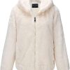 Ladies faux fur coat, hooded coat with two side pockets